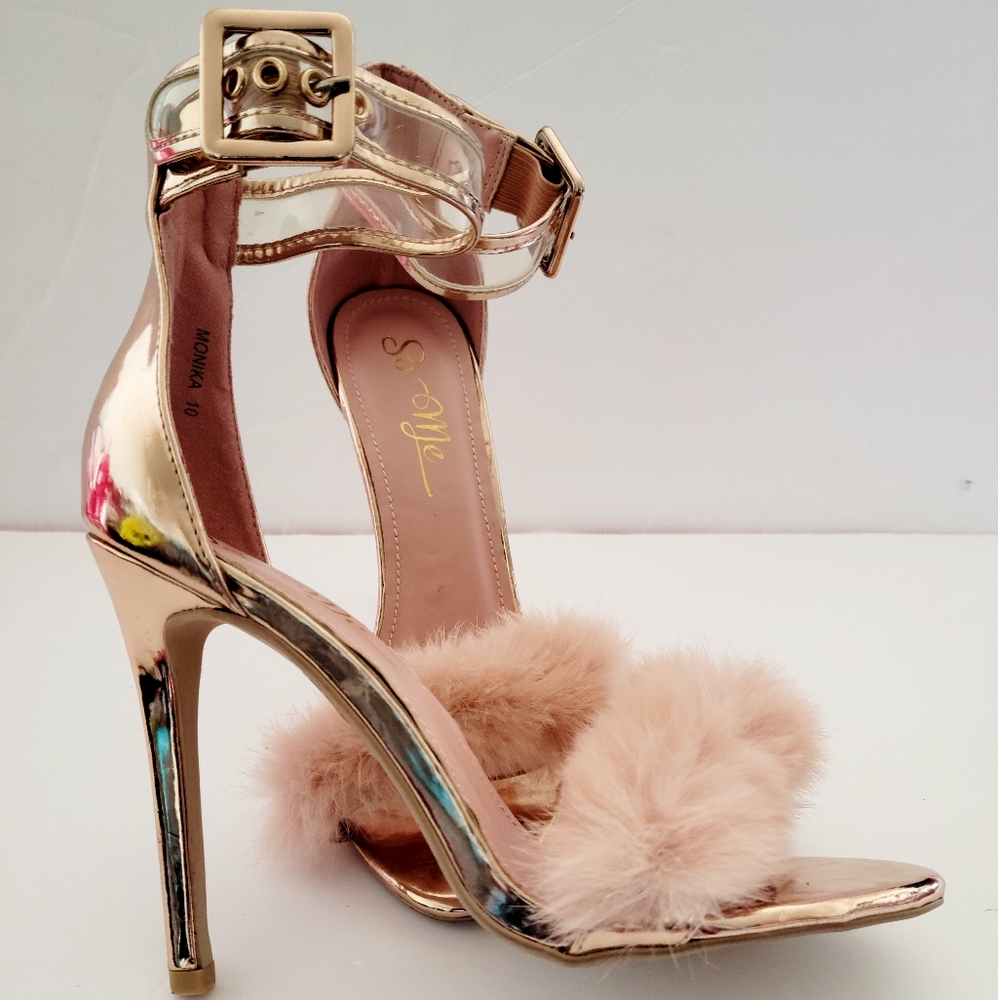 Faux fur heels Sz 10